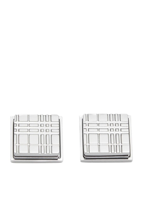 Burberry Palladium-Plated Check Square Cufflinks