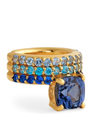 Nadine Aysoy Yellow Gold And Blue Sapphire Le Cercle Ear Cuff