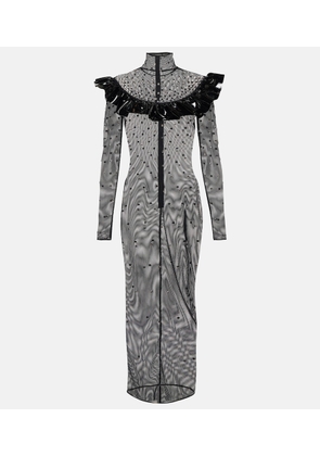 Alessandra Rich Embellished mesh midi dress