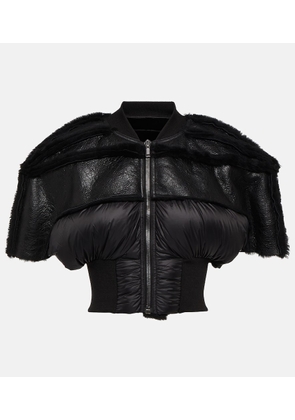 Rick Owens Shearling-trimmed leather and down jacket
