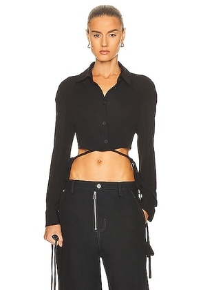Christopher Esber Cropped Tie Shirt in Black - Black. Size 12 (also in ).