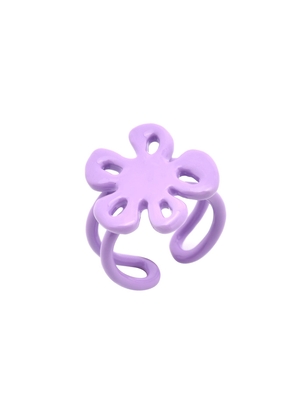 Adjustable Flower Bomb Ring In Purple