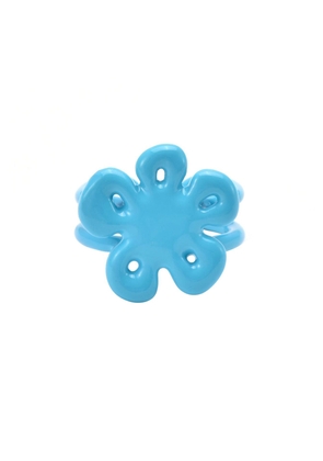Adjustable Flower Bomb Ring In Blue