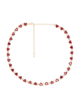 Heart To Herat Tennis Necklace In Red