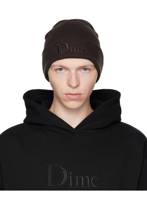 Dime Brown Embroidered Beanie