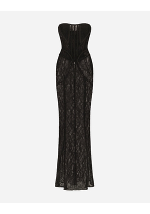 Dolce & Gabbana Long Lace Corset Dress - Woman Dresses Black Lace 46