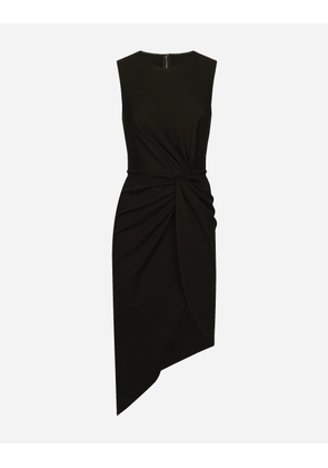 Dolce & Gabbana Calf-length Dress In Jersey Milano Rib With Draping - Woman Dresses Black Viscose 40