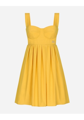 Dolce & Gabbana Short Cotton Corset Dress - Woman Dresses Yellow Cotton 42
