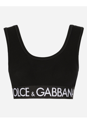 Dolce & Gabbana Jersey Top With Branded Elastic - Woman Shirts And Tops Black 46