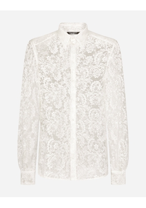 Dolce & Gabbana Lace Martini-fit Shirt - Man Shirts White Lace 40