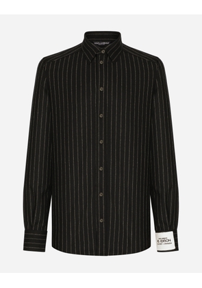Dolce & Gabbana Stretch Wool Flannel Shirt - Man Shirts Multicolor Wool 41