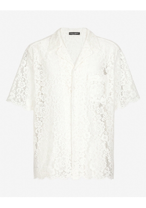 Dolce & Gabbana Lace Hawaiian Shirt - Man Shirts White Lace 40
