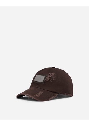 Dolce & Gabbana Cotton Baseball Cap With Logo Tag - Man Hats And Gloves Brown Cotton 58
