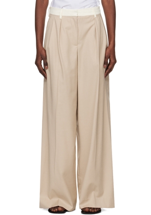 REMAIN Birger Christensen Beige Two Color Wide Trousers
