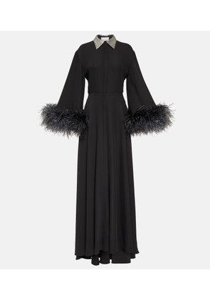 Valentino Feather-trimmed silk gown