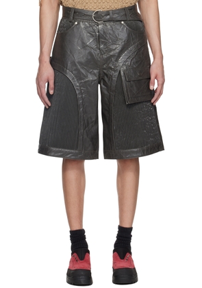 Andersson Bell Gray Sunbird Faux-Leather Shorts