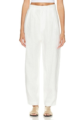 Enza Costa Tapered Pleated High Waist Pant in Undyed - White. Size 26 (also in 28, 29, 30).
