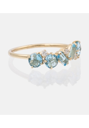 Suzanne Kalan 14ct yellow gold topaz ring with diamonds