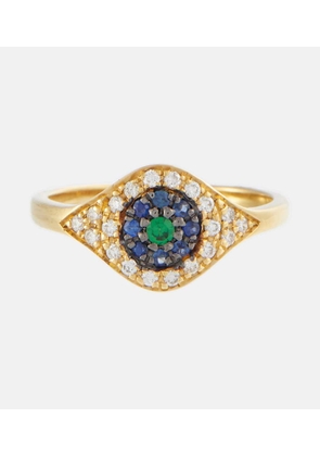 Ileana Makri Cats Eye 18kt gold ring with diamonds, sapphires and tsavorite