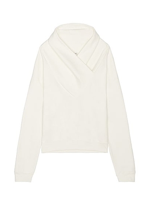 Saint Laurent Drape Hoodie in Biancospino - White. Size M (also in ).
