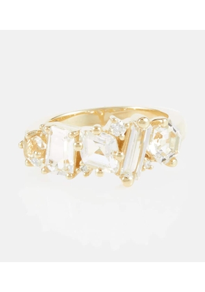 Suzanne Kalan Nadima Glimmer 14kt gold ring with diamonds and topaz