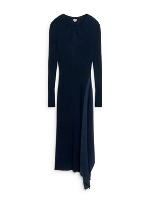 Long-Sleeve Wool Dress - Blue