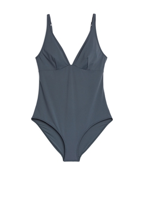 V-Neck Swimsuit - Grey