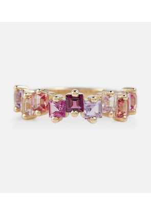 Suzanne Kalan 14kt gold ring with topaz, amethyst and rhodolite