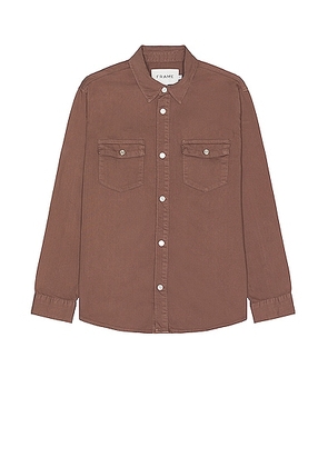 FRAME Fashion Denim Shirt in Dry Rose - Taupe. Size L (also in M, S, XL/1X).
