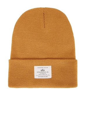 ALPHA INDUSTRIES Essential Beanie in Bronzed Brown - Brown. Size all.