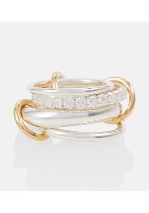 Spinelli Kilcollin Luna 18kt gold and sterling silver linked rings with white diamonds