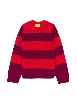 Guest In Residence Stripe Crew in Magenta & Cherry - Red. Size L (also in M, XL).