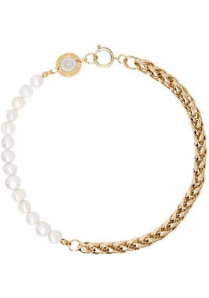 IN GOLD WE TRUST PARIS Gold Round Chain Pearl Necklace