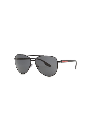 Prada Linea Rossa - Aviator-style Sunglasses Black, Metal, Designer-engraved Grey Polarised Lenses