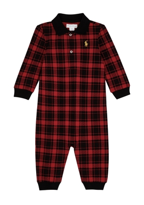 Polo Ralph Lauren Kids Checked Piqué Cotton Babygrow (3-12 Months) - Red - 12 Months (12 Months)