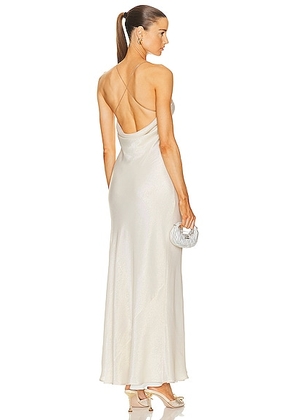 Miu Miu Crepe Lame Dress in Platino - Ivory. Size 40 (also in ).
