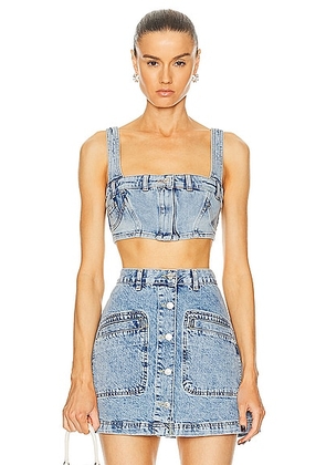 Moschino Jeans Cropped Tank Top in Fantasy Print Blue - Blue. Size XS (also in L).