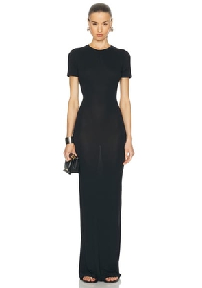 Ludovic de Saint Sernin Long Simple Short Sleeve Dress in Black - Black. Size L (also in M, XS).