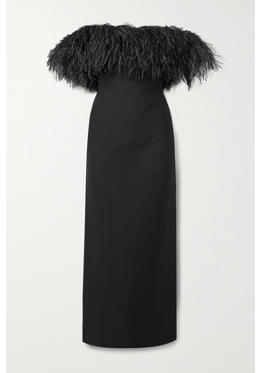 Valentino Garavani - Off-the-shoulder Feather-trimmed Wool And Silk-blend Crepe Gown - Black - IT36,IT38,IT40,IT42,IT44,IT46