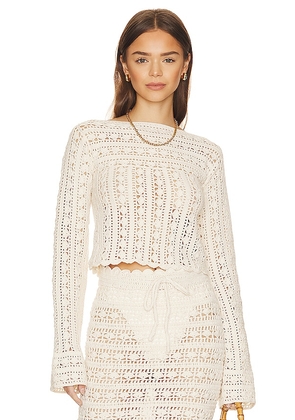 House of Harlow 1960 x REVOLVE Laurelin Crochet Sweater in Ivory. Size M, XS.