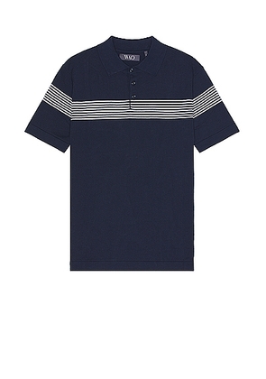 WAO Chest Stripe Polo in Navy & Ivory - Blue. Size L (also in M, S, XL).