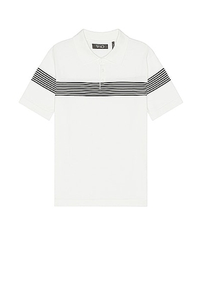 WAO Chest Stripe Polo in Ivory & Black - White. Size L (also in M, S, XL).