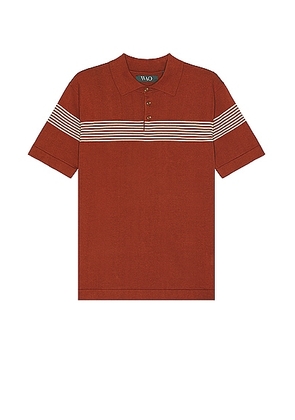 WAO Chest Stripe Polo in Rust & Tan - Red. Size M (also in L, S, XL).