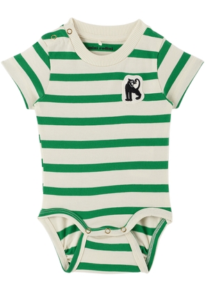 Mini Rodini Baby Green & White Panther Patch Bodysuit