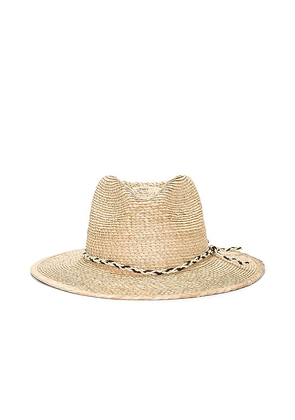 Brixton Messer Western Straw Fedora Hat in Tan. Size XS.