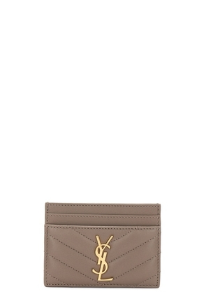 Saint Laurent Cassandre Credit Card Case in Greyish Brown - Taupe. Size all.