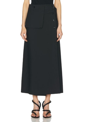 Lemaire Long Wrap Skirt in Black - Black. Size 34 (also in 36, 38, 40).