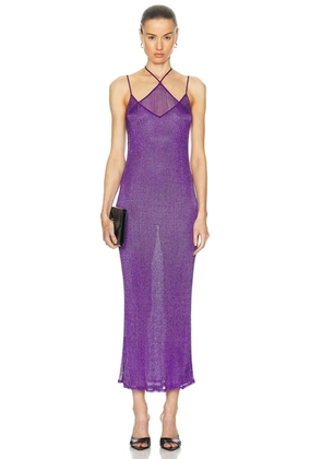 PRISCAVera Metallic Double Layer Dress in Amethyst - Purple. Size L (also in M, S, XS).