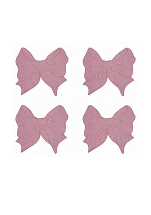 Chefanie Bow Cocktail Napkins Set Of 4 in Pink.