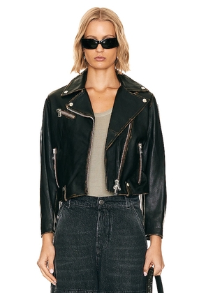 Diesel Edme Leather Jacket in Black. Size 42/8, 44.